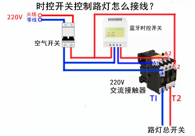 時控開關(guān)和交流接觸器接線圖